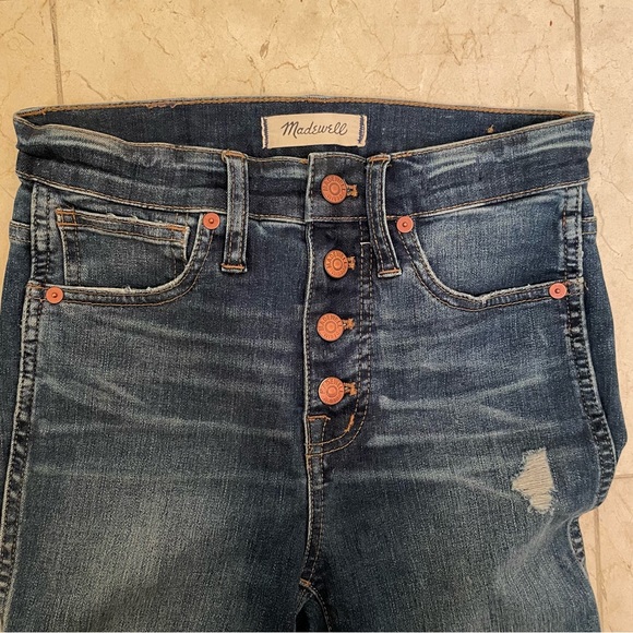 Madewell high rise 10” medium wash drop hem skinny jeans size 24 - Picture 4 of 7